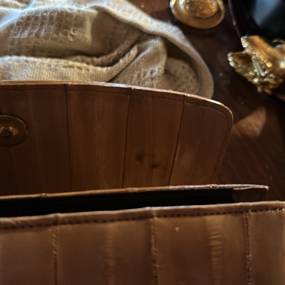 Vintage eel skin clutch with removable strap - Picture 4 of 9